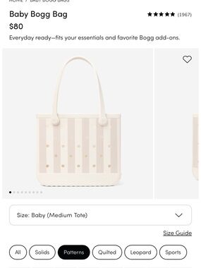 Bogg Baby medium Tote in Cream Stripe -